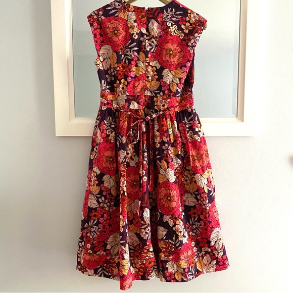 SOLD Garnet Hill floral cotton midi dress V neck fit and flare 10P 10 Petite - Picture 3 of 9